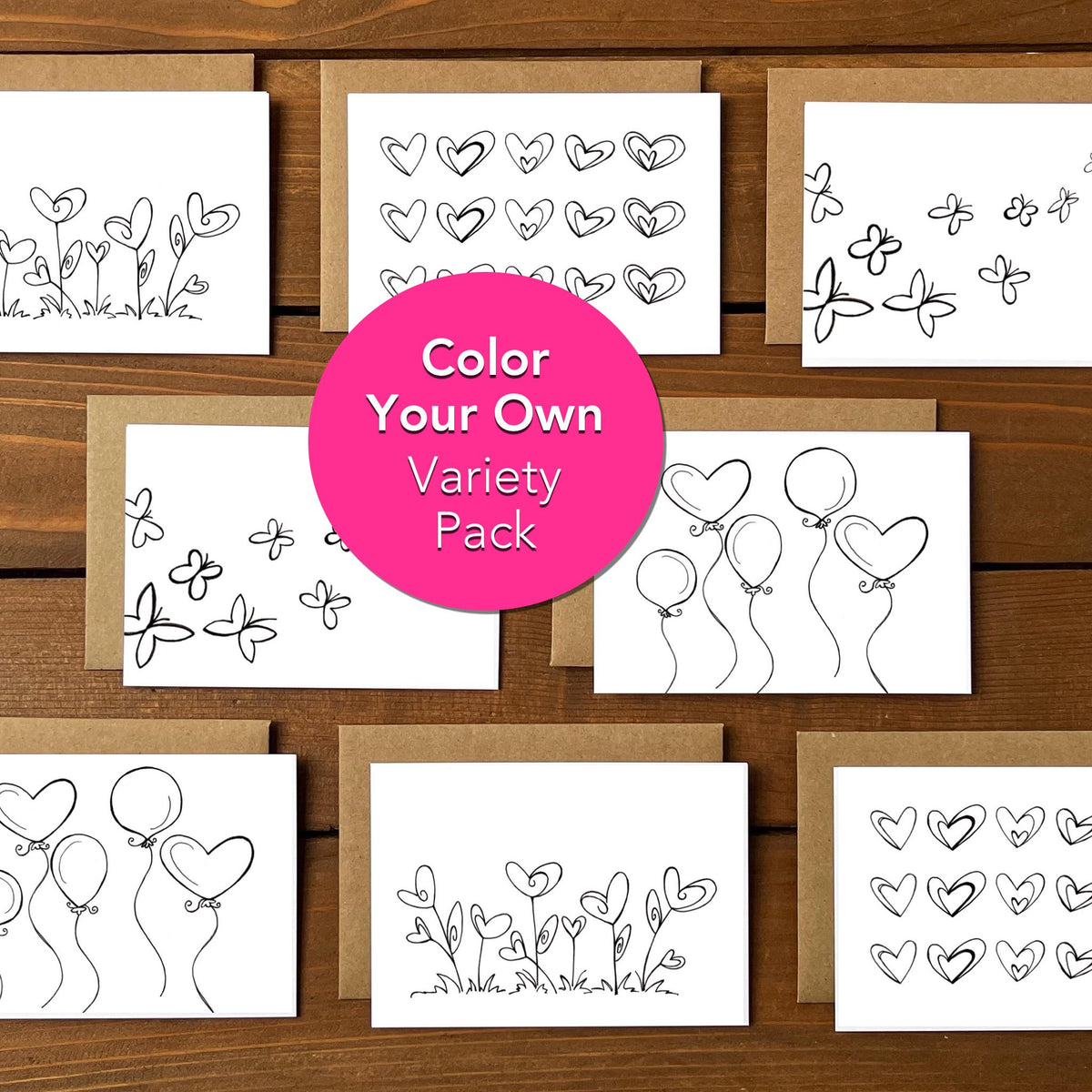 Color Your Own Hearts Blank Variety Boxed Note Cards