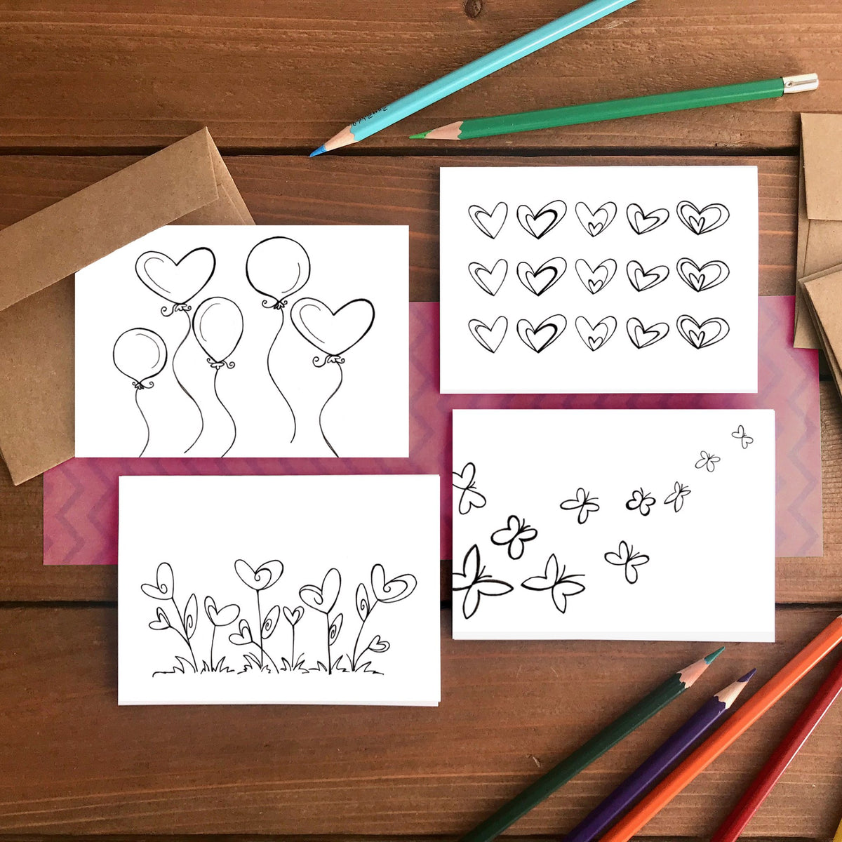 Color Your Own Hearts Blank Variety Boxed Note Cards