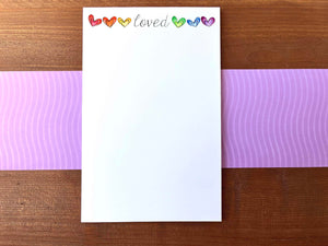 CLEARANCE Rainbow Hearts Notepad - Loved