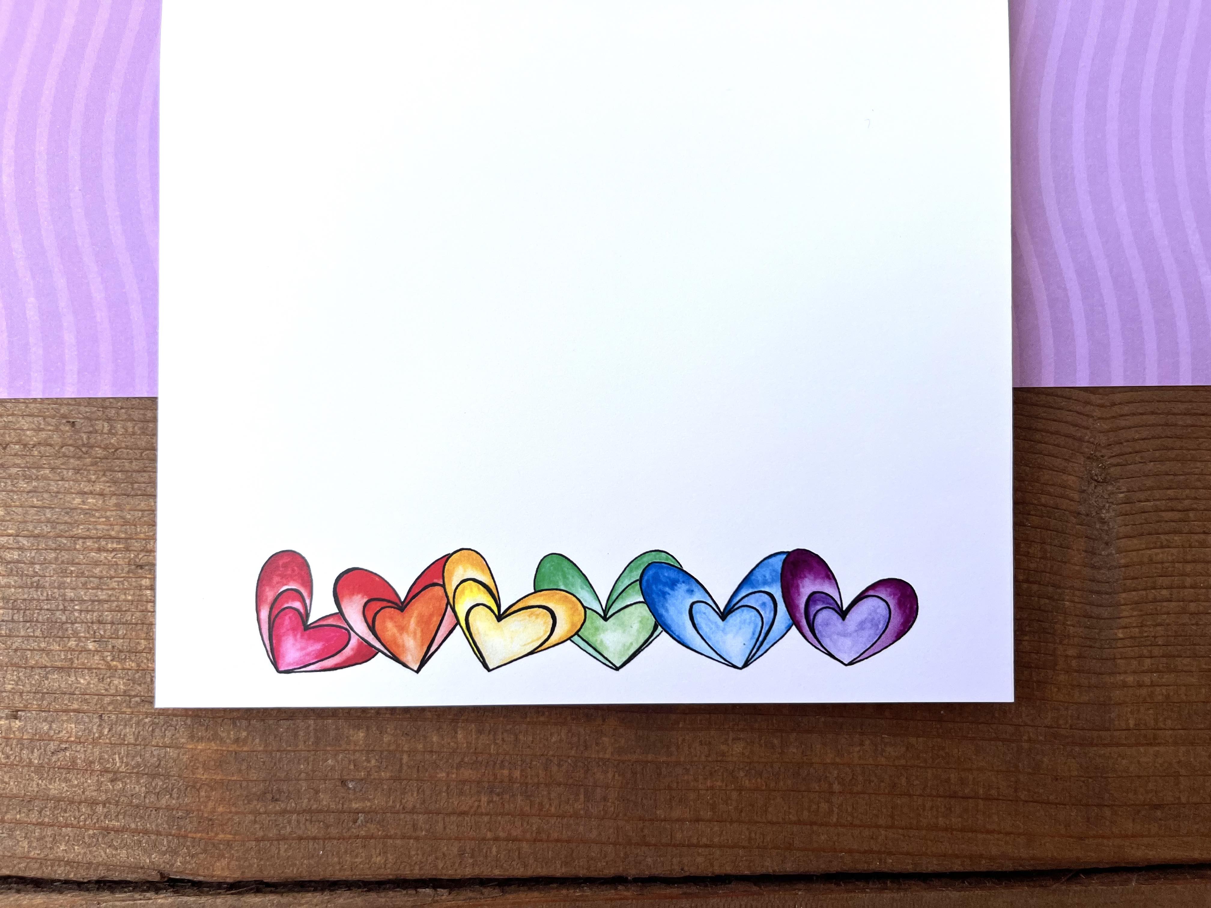Rainbow Hearts Notepad - Personalization Available