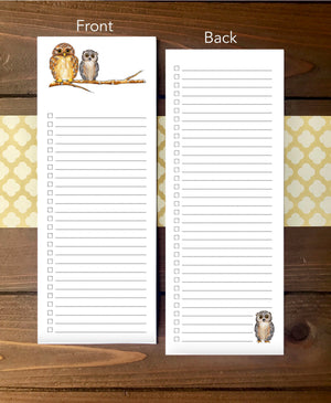 Owl To Do List Notepad - Magnetic | Double Sided Sheets | Personalization Available