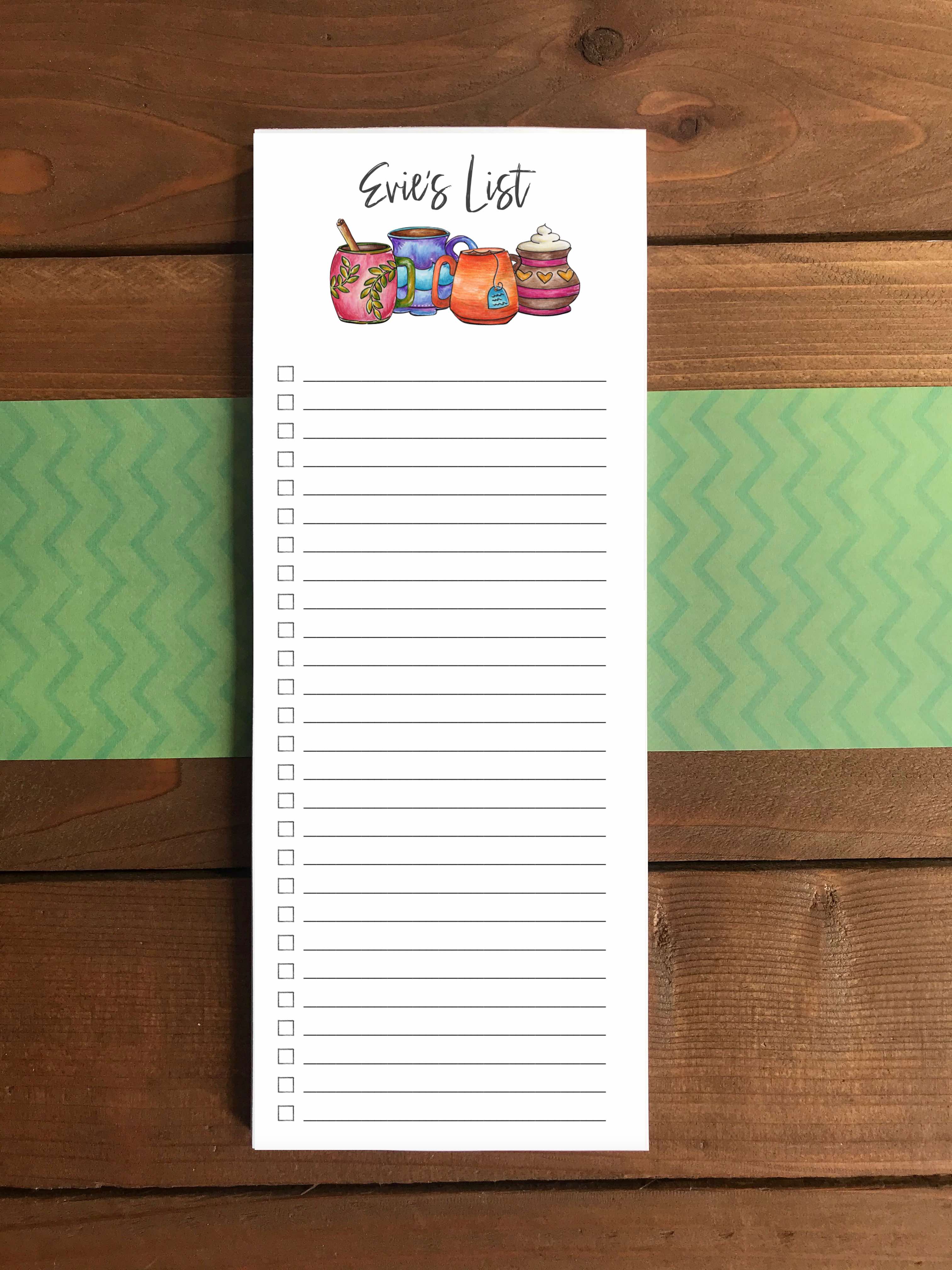 Cozy Mugs To Do List Notepad | Personalization Available