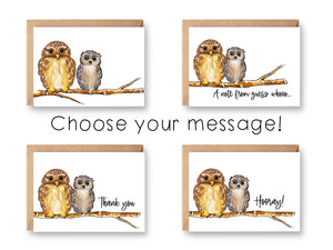 Owl Notecards | Choose Your Message - Boxed Set of 8