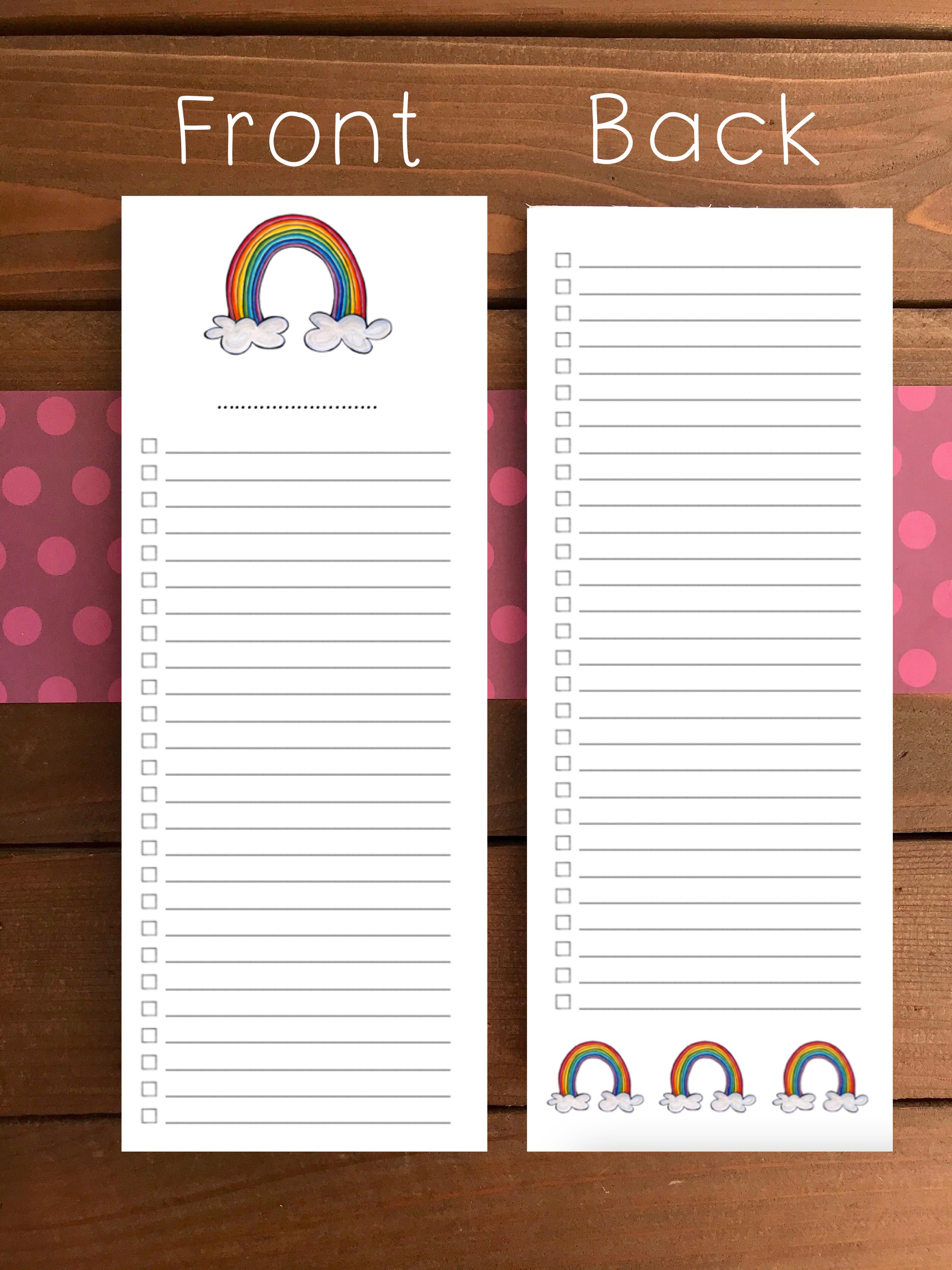 Rainbow To Do List Notepad - Magnetic | Double Sided Sheets | Personalization Available