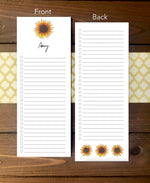 Sunflower To Do List Notepad - Magnetic | Double Sided Sheets | Personalization Available