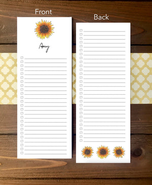 Sunflower To Do List Notepad - Magnetic | Double Sided Sheets | Personalization Available