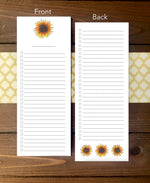 Sunflower To Do List Notepad - Magnetic | Double Sided Sheets | Personalization Available