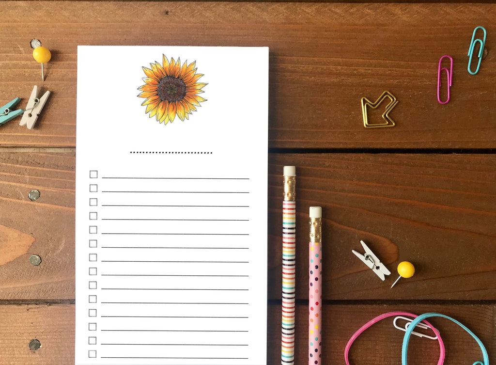 Sunflower To Do List Notepad - Magnetic | Double Sided Sheets | Personalization Available