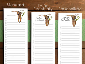 Sloth To Do List Notepad - Magnetic | Double Sided Sheets | Personalization Available