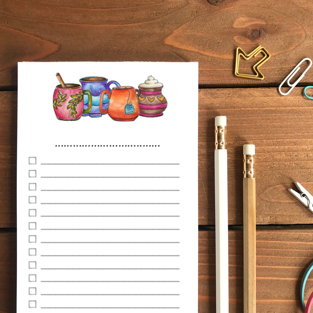 Cozy Mugs Magnetic To-Do List Notepad