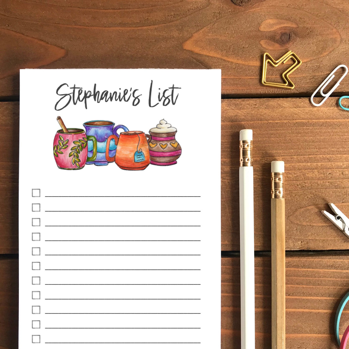 Cozy Mugs Personalized Magnetic To-Do List Notepad