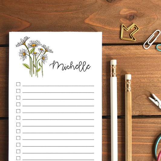 Daisies Personalized Magnetic To-Do List Notepad