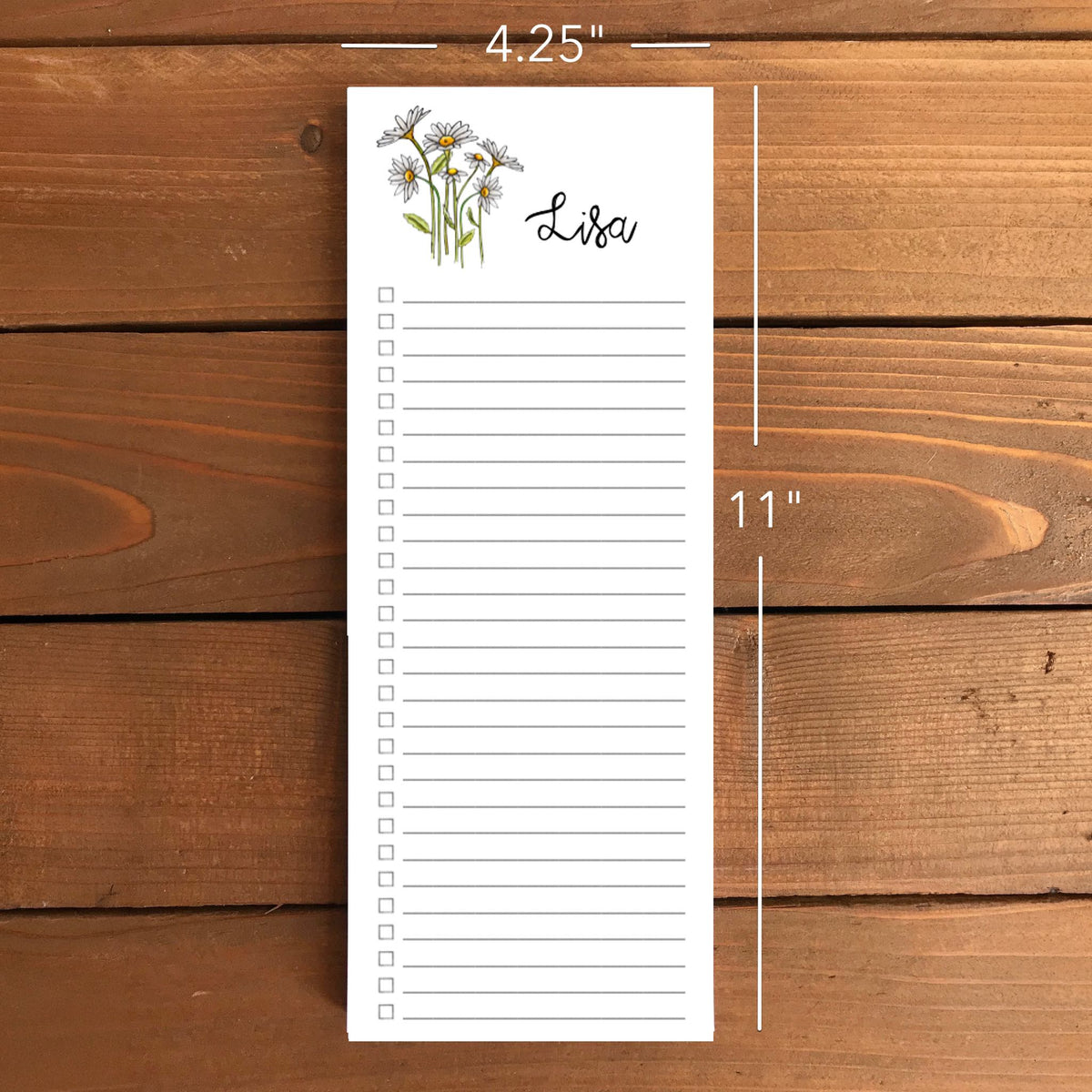 Daisies Personalized Magnetic To-Do List Notepad