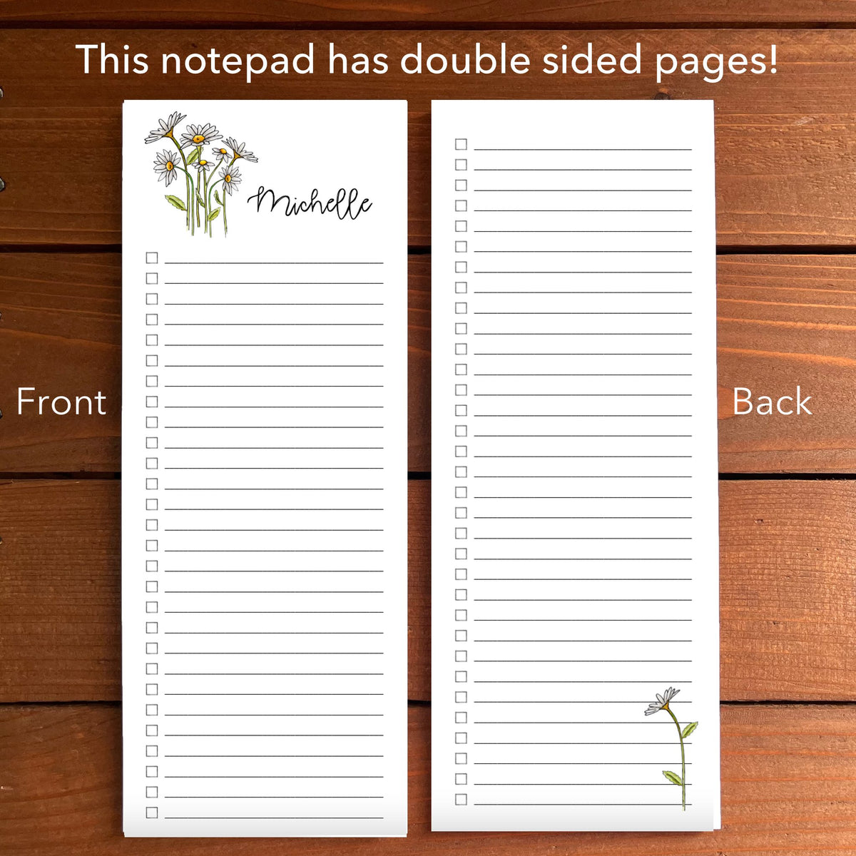 Daisies Personalized Magnetic To-Do List Notepad