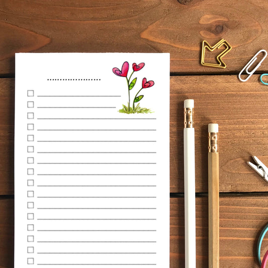 Heart Flowers Magnetic To-Do List Notepad