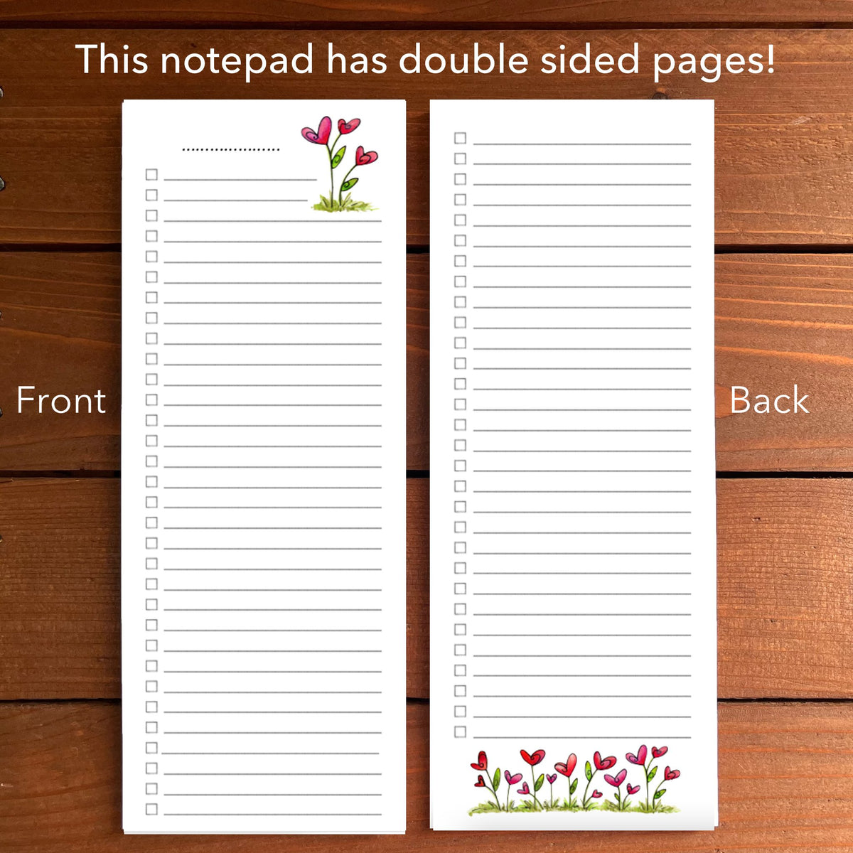 Heart Flowers Magnetic To-Do List Notepad