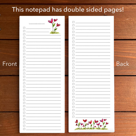 Heart Flowers Magnetic To-Do List Notepad