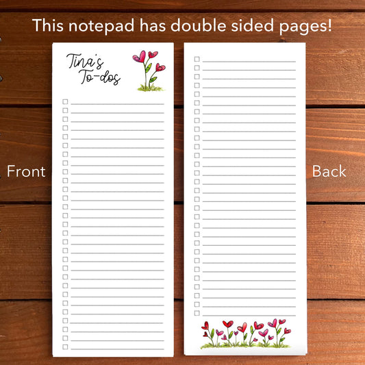 Heart Flowers Personalized Magnetic To-Do List Notepad