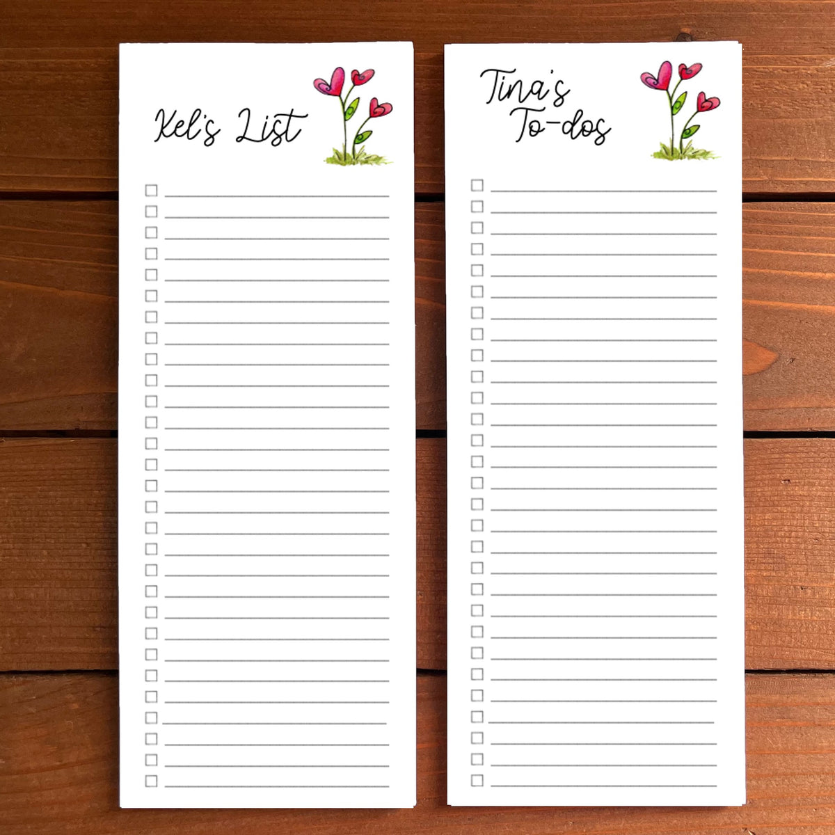 Heart Flowers Personalized Magnetic To-Do List Notepad