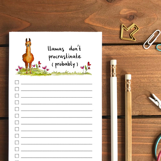 Llamas Don't Procrastinate Magnetic To-Do List Notepad