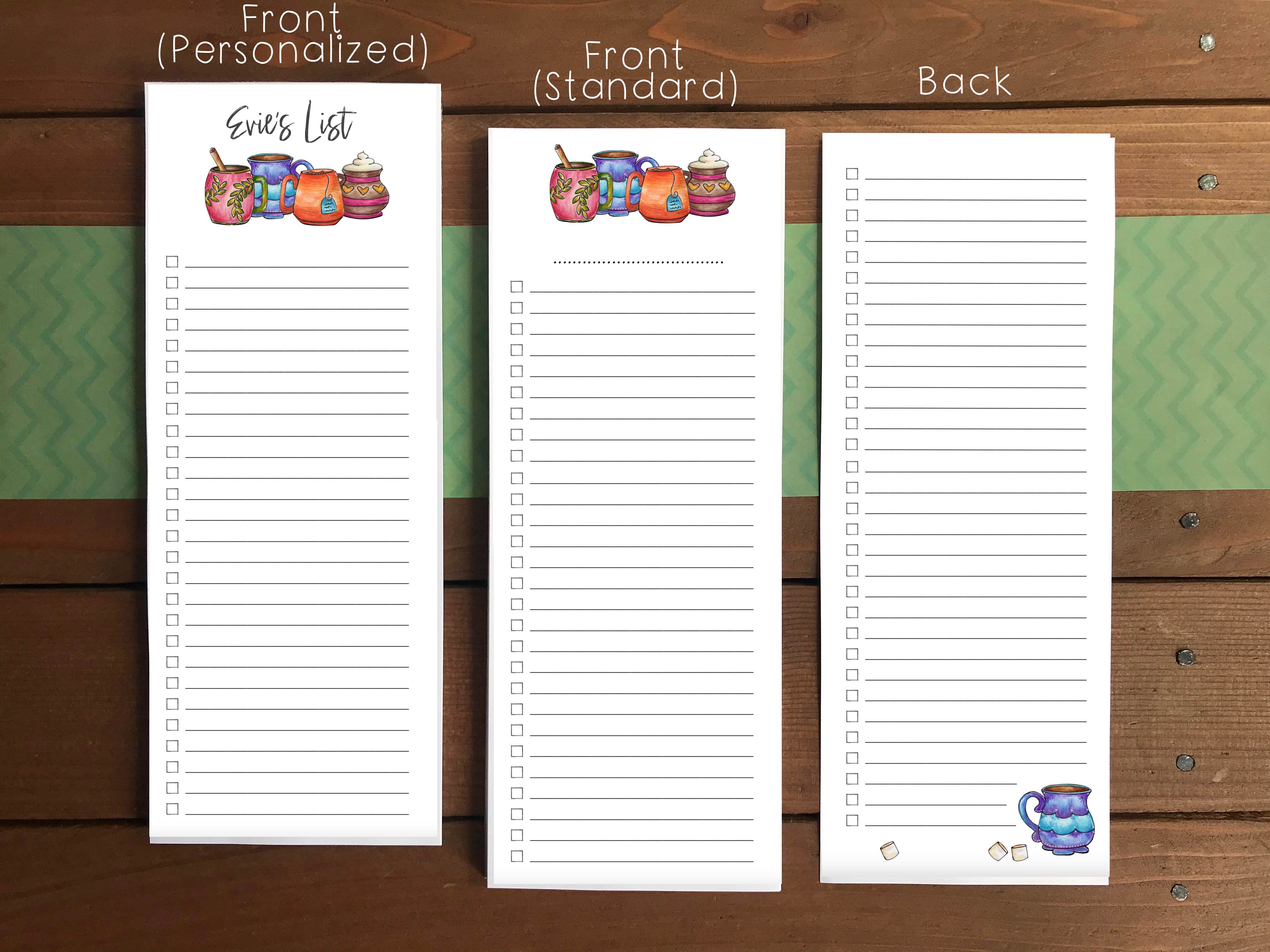 Cozy Mugs To Do List Notepad | Personalization Available