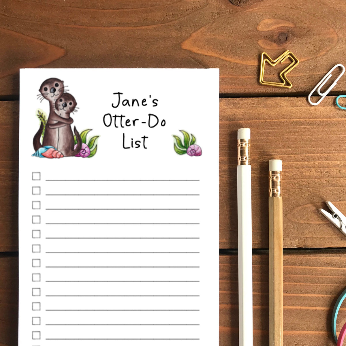 Otters Personalized Magnetic To-Do List Notepad
