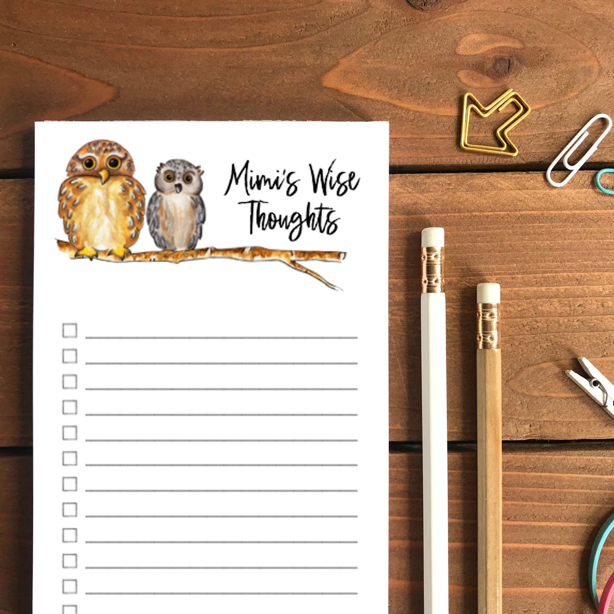 Owls Personalized Magnetic To-Do List Notepad