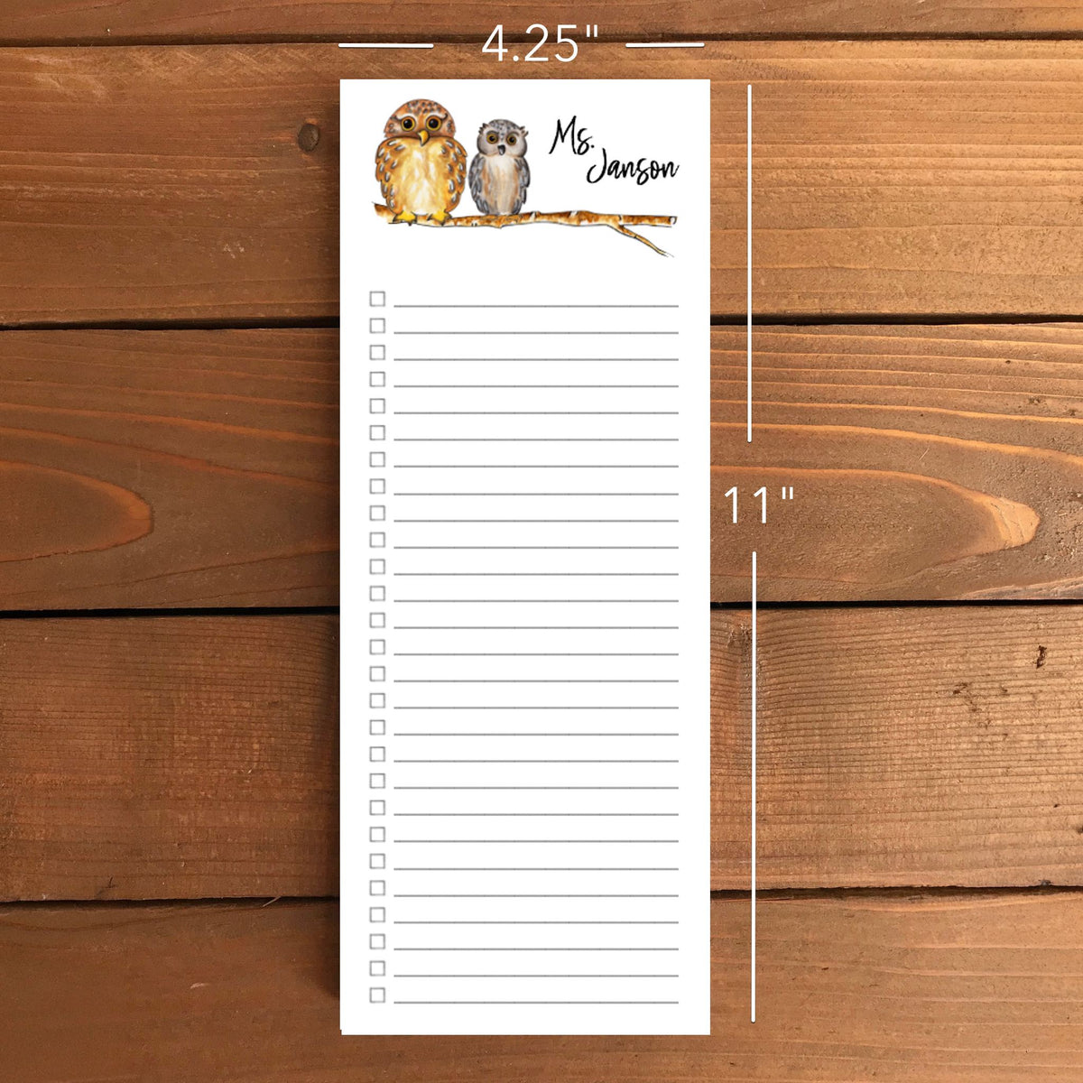 Owls Personalized Magnetic To-Do List Notepad