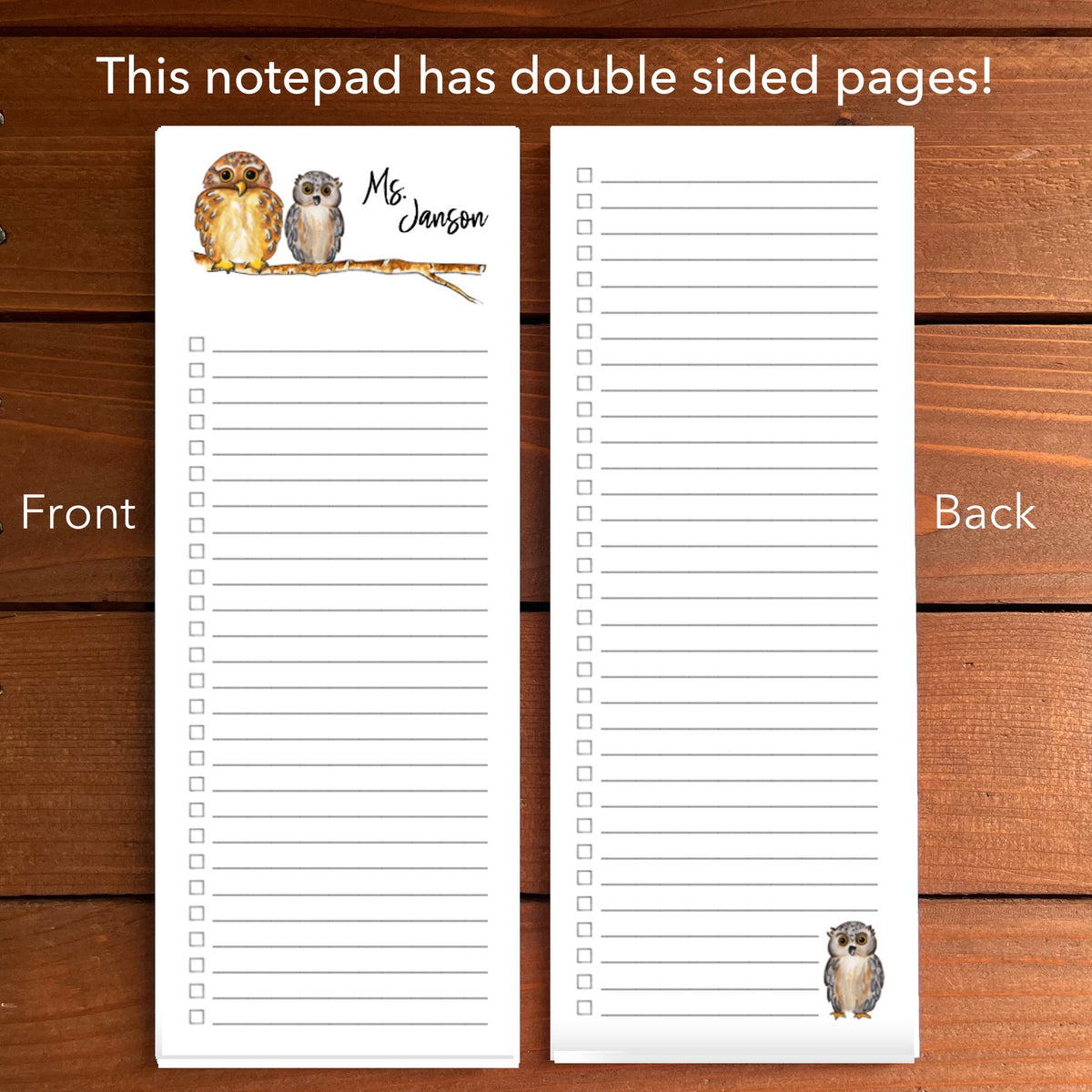 Owls Personalized Magnetic To-Do List Notepad
