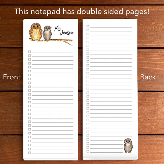 Owls Personalized Magnetic To-Do List Notepad