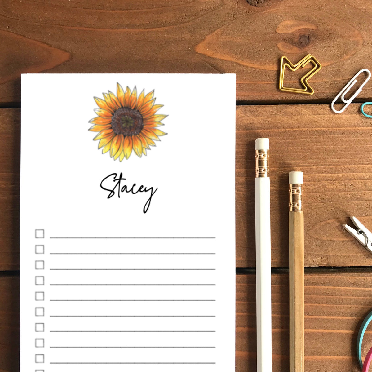 Sunflowers Personalized Magnetic To-Do List Notepad