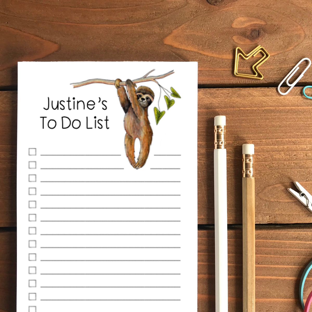 Sloth Personalized Magnetic To-Do List Notepad
