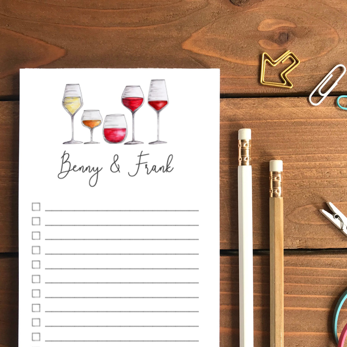 Wine Flight Personalized Magnetic To-Do List Notepad