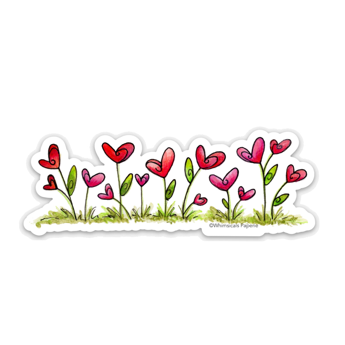 Heart Flowers Vinyl Sticker