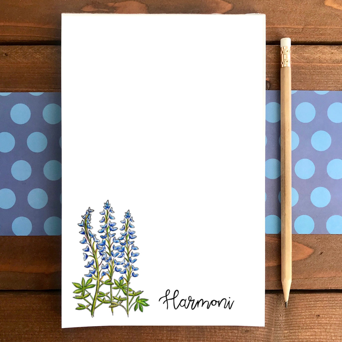 Bluebonnet Lupine Personalized Magnetic Writing Notepad