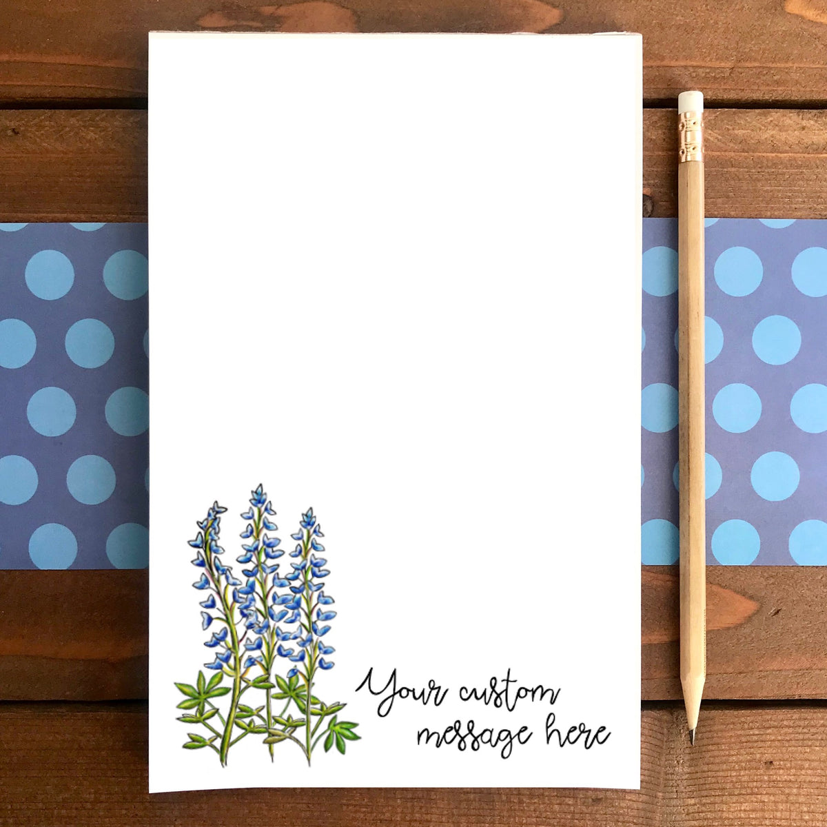 Bluebonnet Lupine Personalized Magnetic Writing Notepad