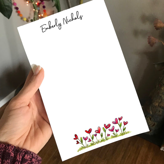 Heart Flowers Personalized Magnetic Writing Notepad