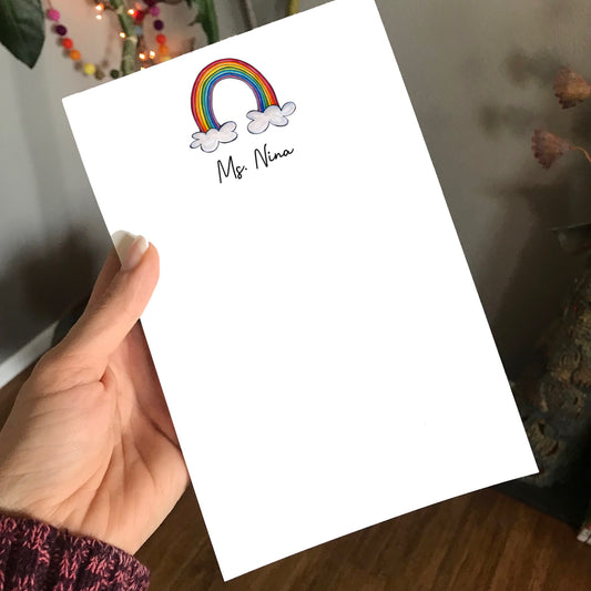 Rainbow Clouds Personalized Magnetic Writing Notepad