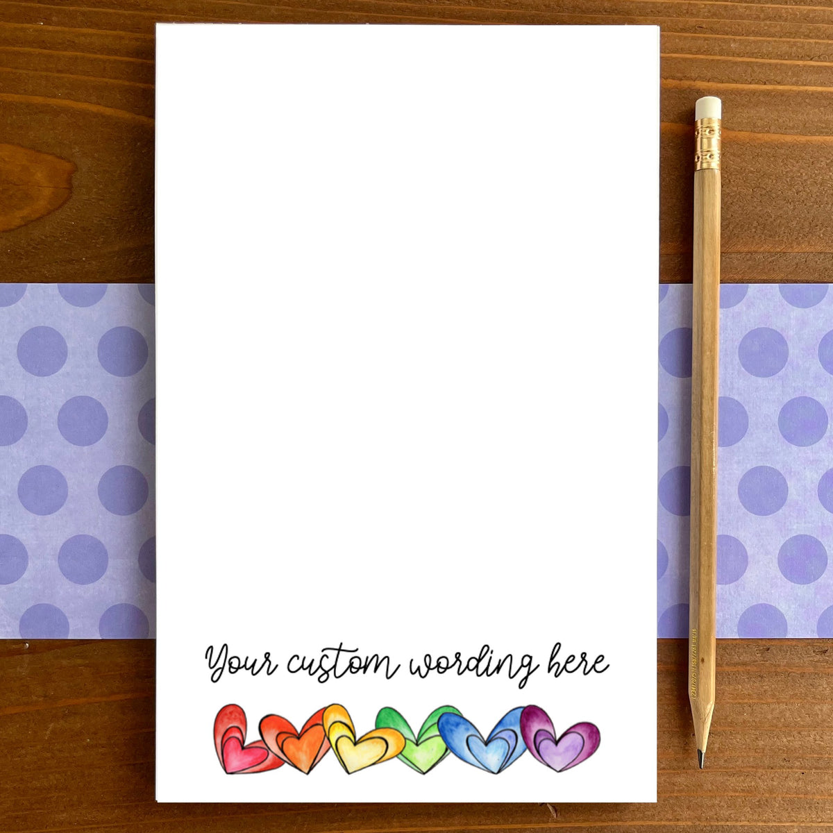 Rainbow Hearts Personalized Magnetic Writing Notepad