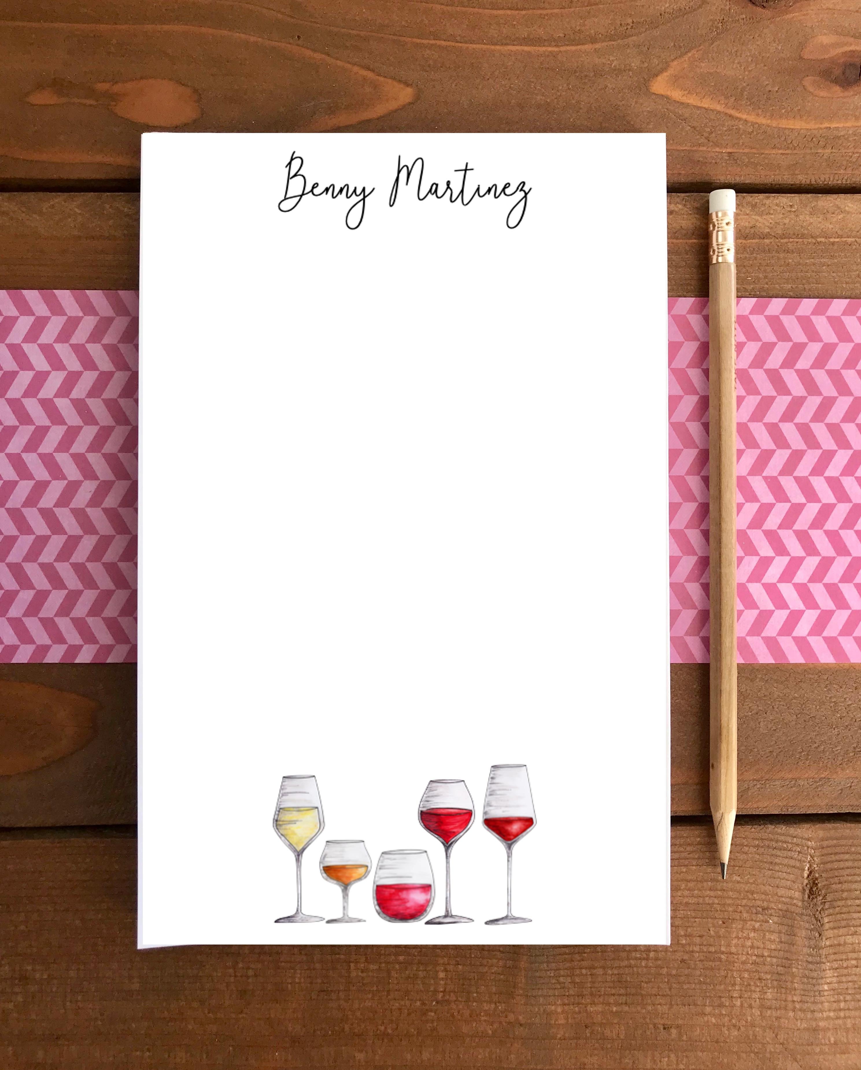 Wine Notepad - Personalization Available