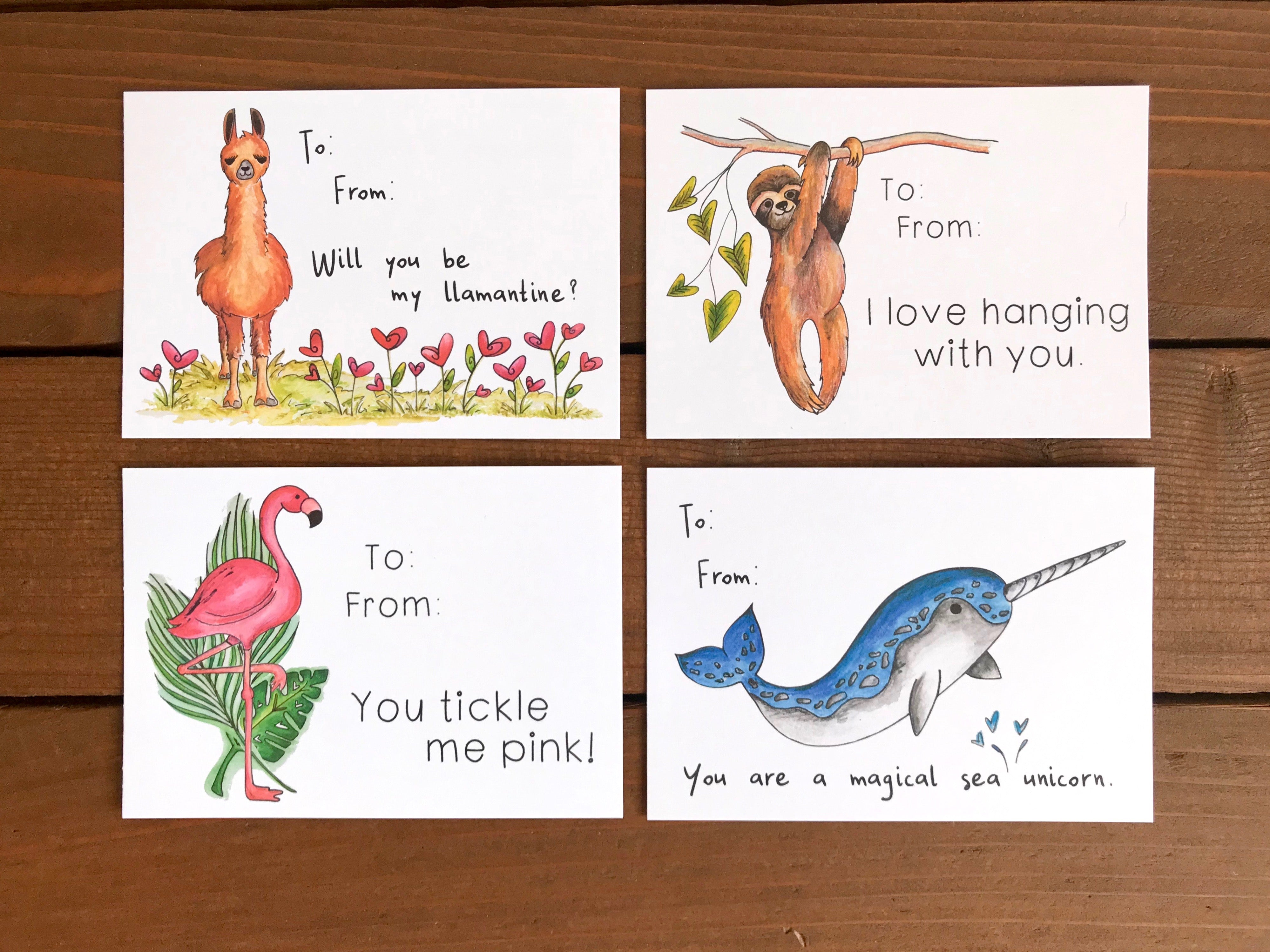 PRINTABLE Valentine Cards - Assorted Animals | PDF Digital Download