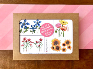 Assorted Floral Note Cards - Boxed Set of 8