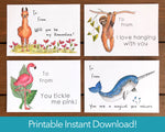 PRINTABLE Valentine Cards - Assorted Animals | PDF Digital Download