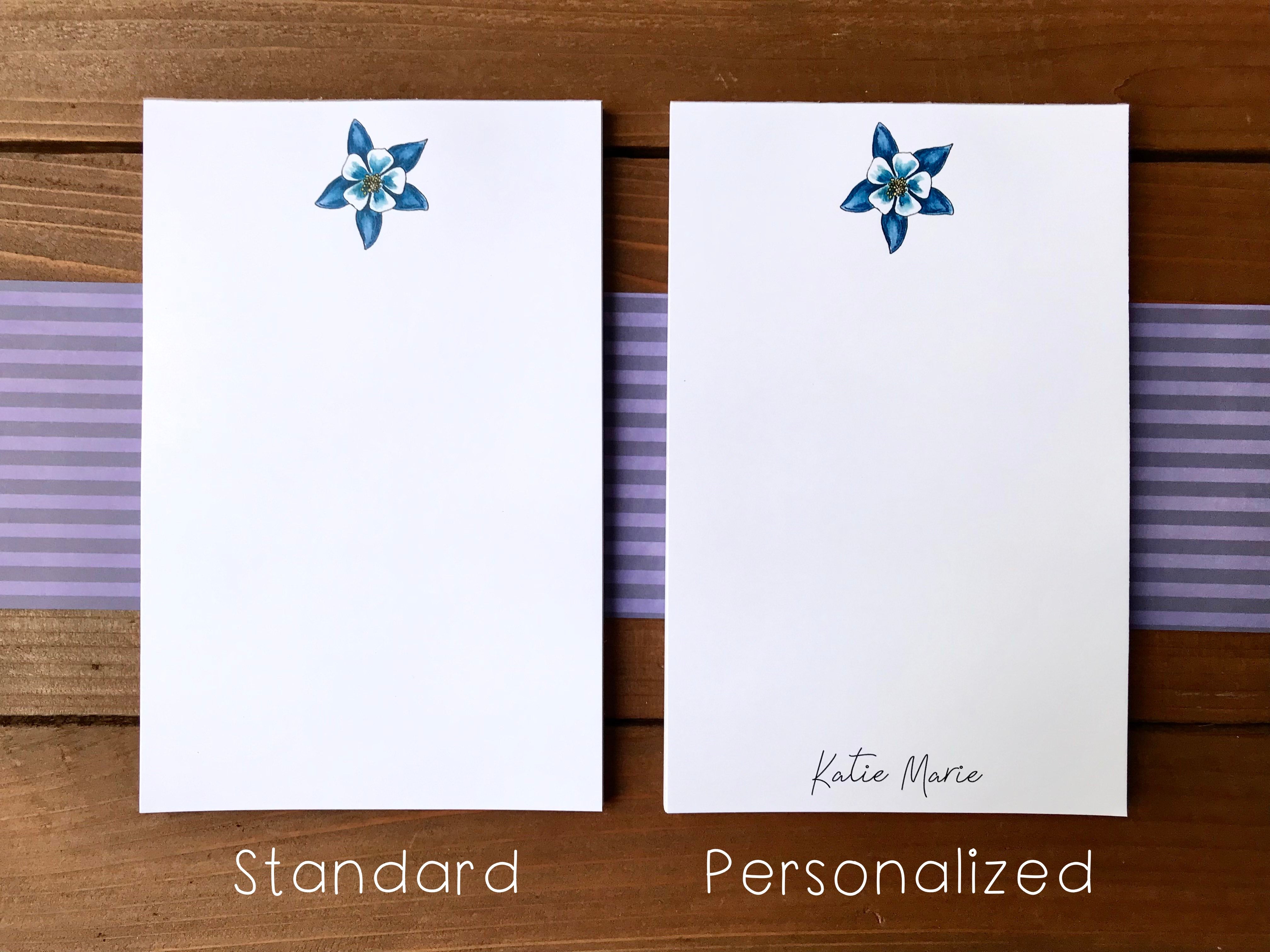Colorado Blue Columbine Notepad - Personalization Available