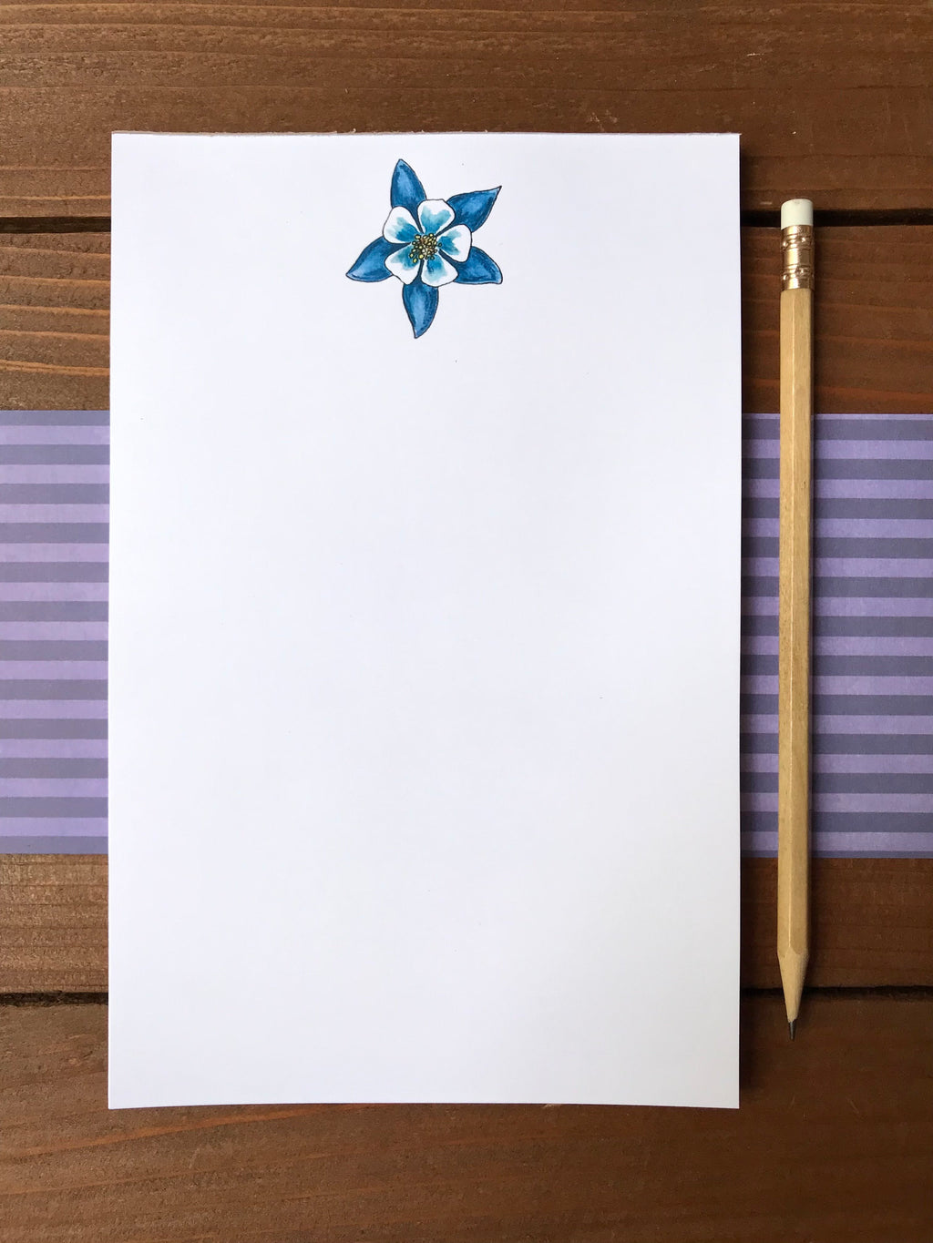 Colorado Blue Columbine Notepad - Personalization Available