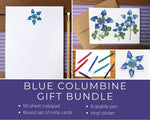 Blue Columbine Stationery Set Gift Bundle