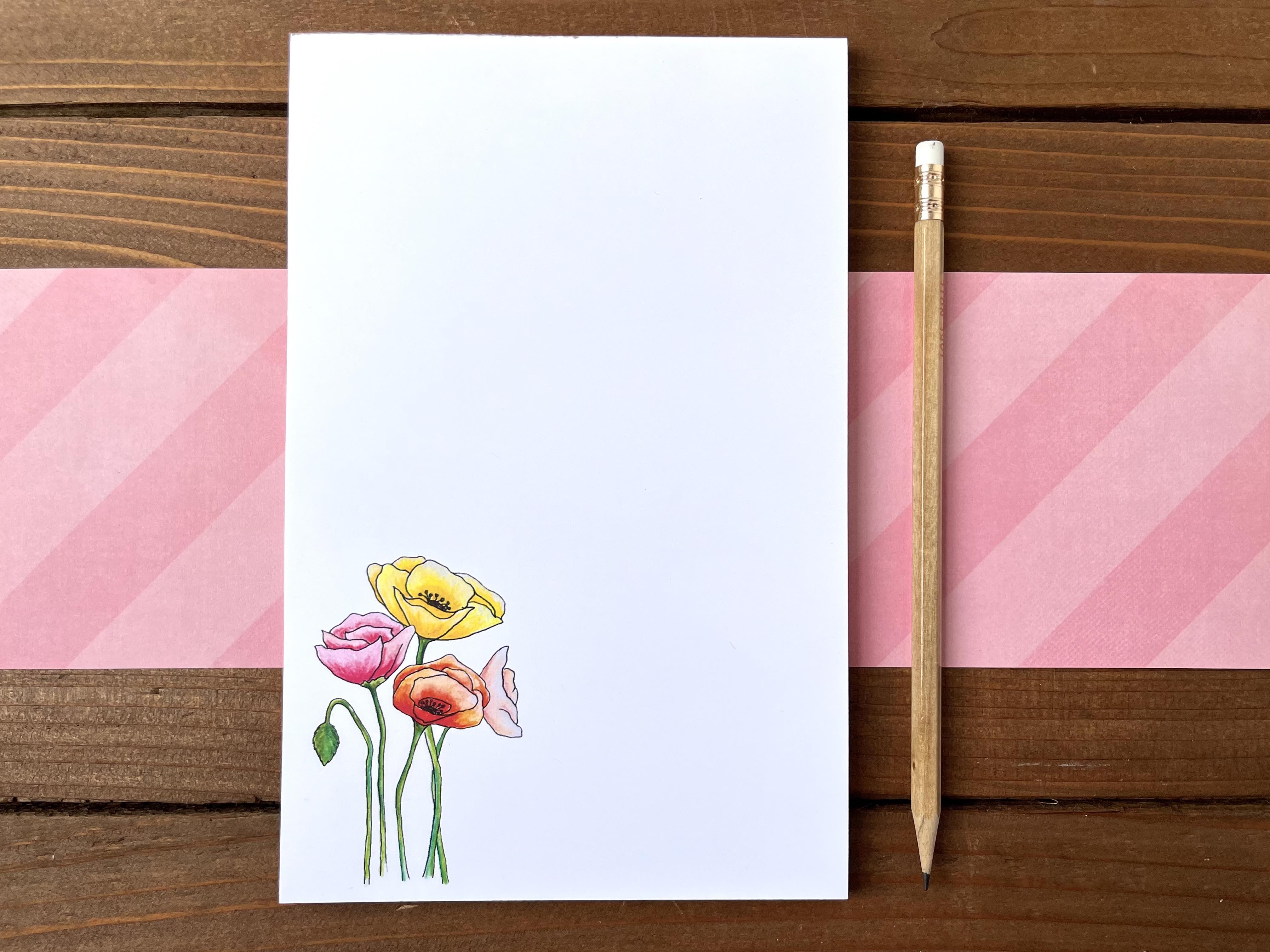 Poppy Notepad - Personalization Available
