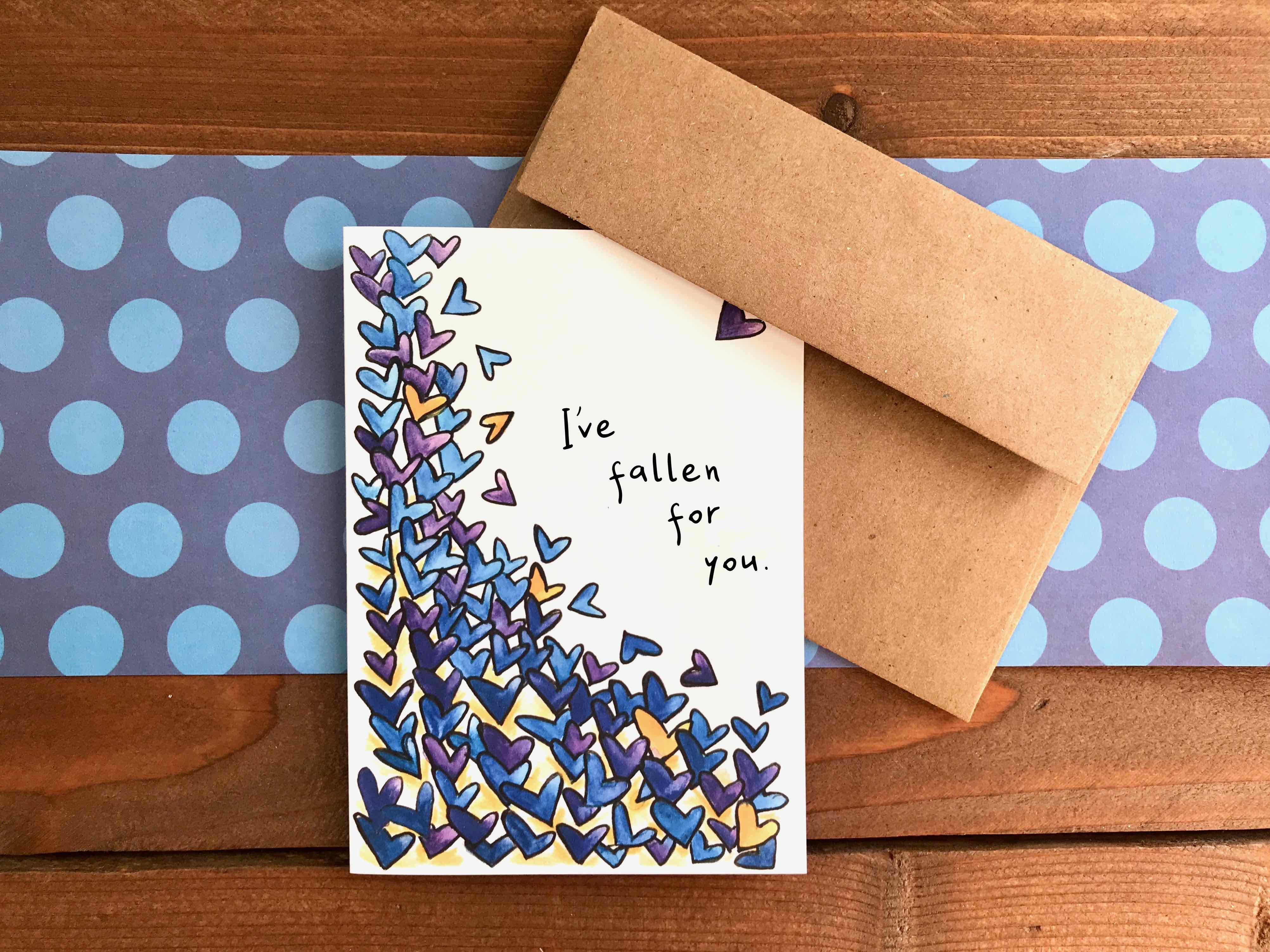 I've Fallen For You | Boxed Set of 8 Tumbling Hearts Valentine Cards