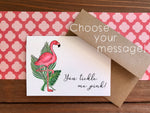 Flamingo Notecards, Choose Your Message - Boxed Set of 8