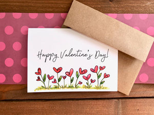 Happy Valentine's Day | Boxed Set of 8 Classic Heart Flower Valentine Cards